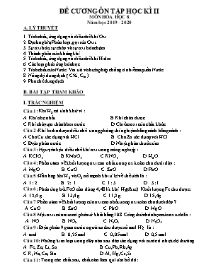 Đề cương ôn tập học kì II- Môn Hóa học 8 - Năm học 2019-2020